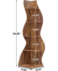 Tribesigns Corner Shelf, 5-Tier Wall Corner Bookshelf, Stylish Corner Small Bookcase Storage Rack Plant Stand with Unique Shape for Living Room, Home