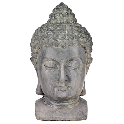 John Timberland Meditating Buddha Head Statue Sculpture Zen Asian Garden Decor Outdoor Front Porch Gray Faux Stone 18 1/2" Tall