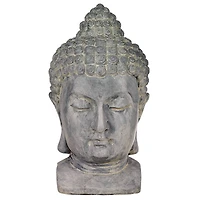 John Timberland Meditating Buddha Head Statue Sculpture Zen Asian Garden Decor Outdoor Front Porch Gray Faux Stone 18 1/2" Tall