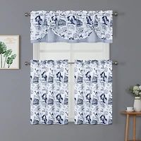 Kate Aurora Rooster Toile Complete 3 Pc Cafe Kitchen Curtain Tier And Valance Set