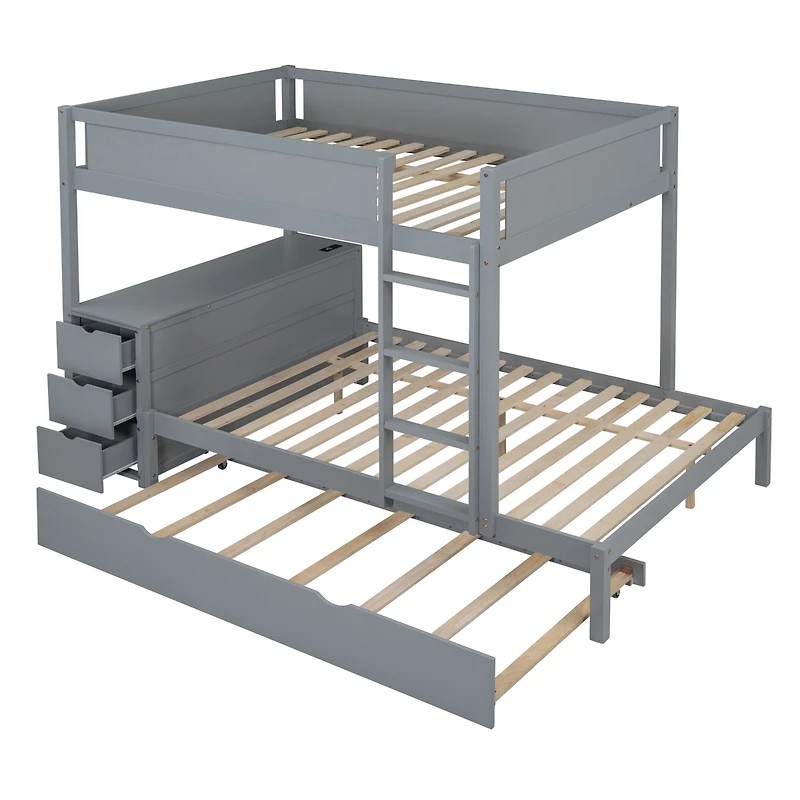 Streamdale Full/Full Bunk Bed with Trundle, Desk, and Storage