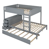 Streamdale Full/Full Bunk Bed with Trundle, Desk, and Storage