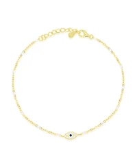 Etoielle Yellow Gold Tone Cz and Created Pearl Evil Eye Bracelet