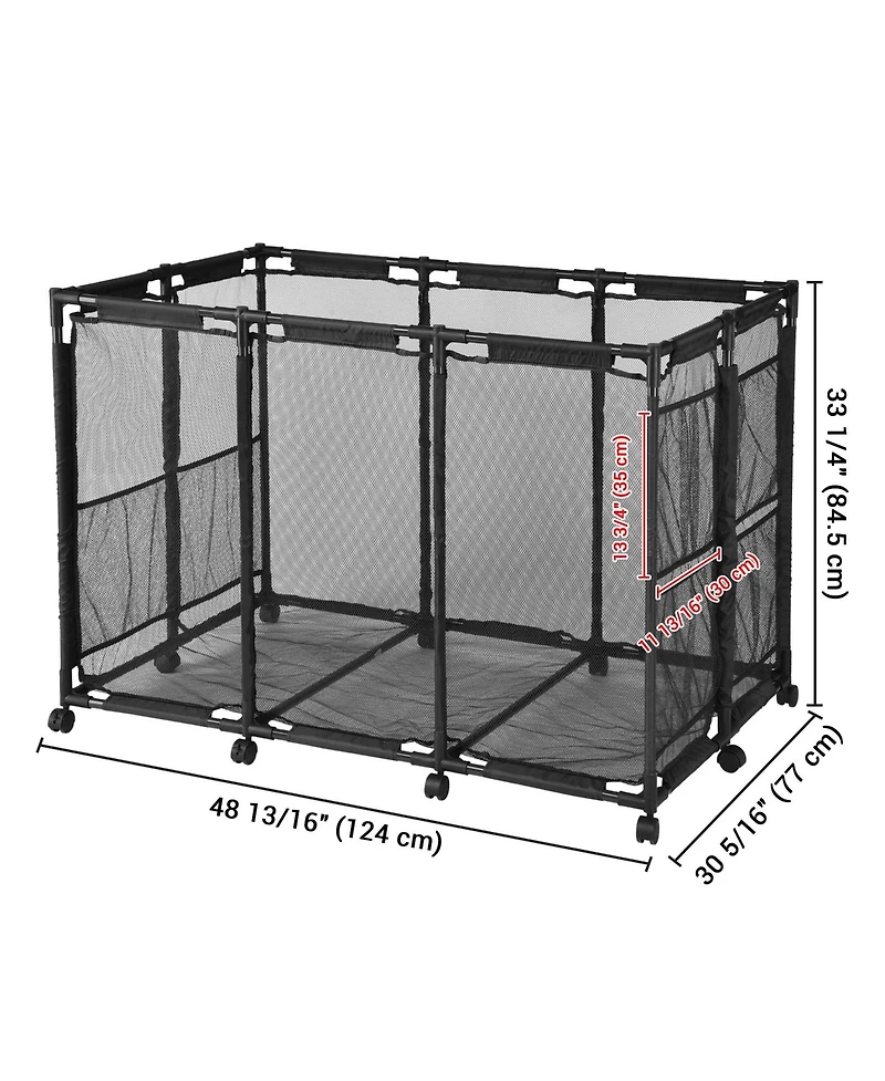 Yescom 48"x30"x34" Mesh Pool Storage Bin Rolling Cart Swim Toys Organizer Black