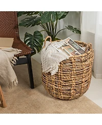 Jonathan Y Laurel 19.49" Bohemian Hand-Woven Abaca Hamper Basket with Handles