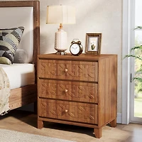 Tribesigns 3-Drawer Nightstand Set of 2, Luxury Bedside Table End Table with Storage Drawers and Golden Legs, Modern Nightstand for Bedroom