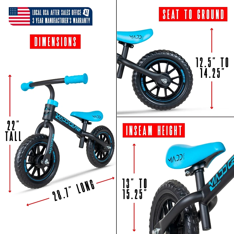 Toddler Balance Bike – Lightweight No Pedal First for Ages 18 Months to 4 Years Adjustable Seat 10" Maintenance-Fre