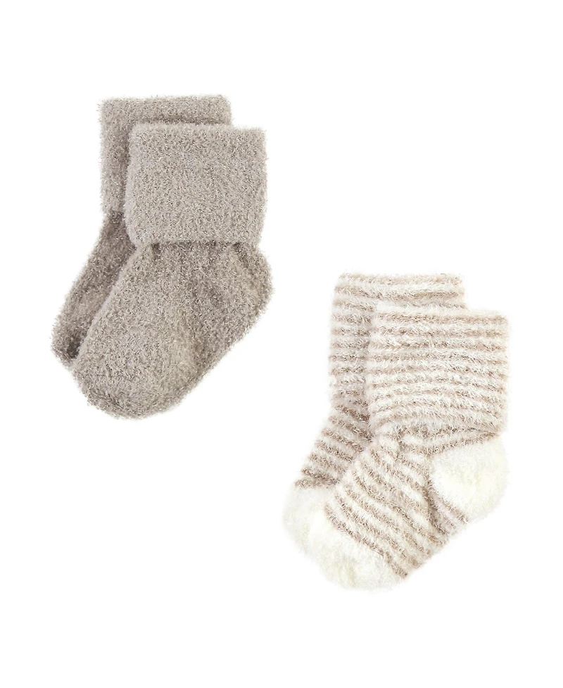 Hudson Baby Boys Cozy Chenille Newborn and Terry Socks, Gray Stripe 8 Pack, 12-24 Months