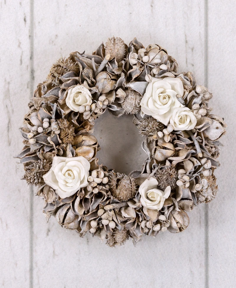 Northlight Glittered Winter Botanicals Artificial Wreath - 9.5-Inch