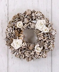 Northlight Glittered Winter Botanicals Artificial Wreath - 9.5-Inch