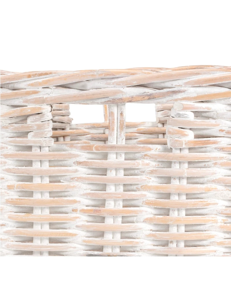 Jonathan Y Reed Southwestern Hand-Woven Rattan Nesting Baskets with Handles, White Wash/Kubu Gray (Set of 2)