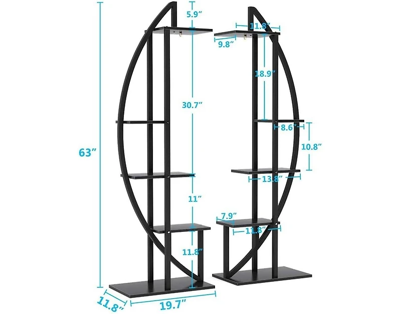 Tribesigns 5-Tier Plant Stand Pack of 2, Multi-Purpose Curved Display Shelf Bonsai Flower Rack for Indoor Garden, or Balcony, Home Use