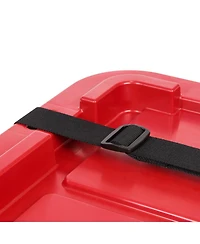 Iris Usa 11.5Gal/46Qt 4 Pack All-Weather Heavy-Duty Stackable Storage Plastic Bin Tote Container with Quick Snap Lid (20" L x 15" W x 14" H) Black/Red