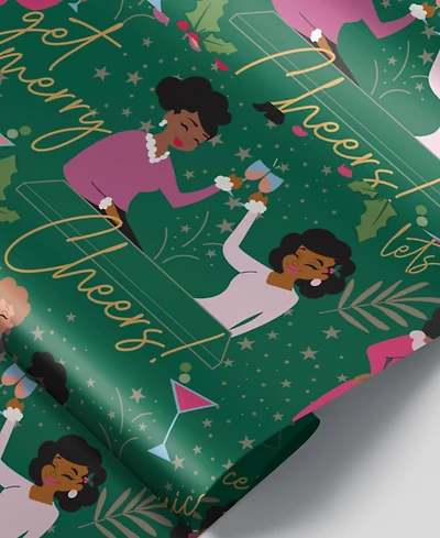 Black Paper Party Green Cheers Auntie Gift Wrap