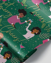Black Paper Party Green Cheers Auntie Gift Wrap