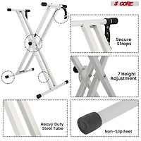 5 Core Keyboard White Stand Digital Piano Riser Adjustable X Style Electric Key Board Casio Synth Holder