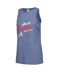 Soft as a Grape Women's Navy Atlanta Braves Gauze High Neck Tank Top