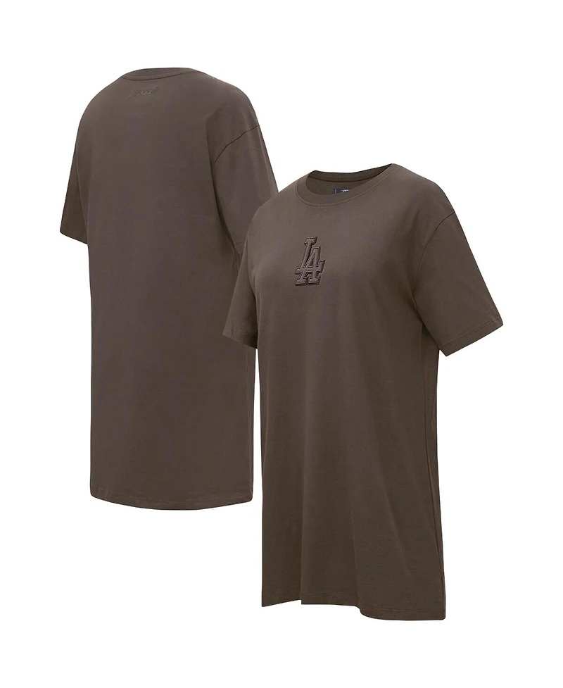 Pro Standard Women's Brown Los Angeles Dodgers Neutral T-Shirt Dress