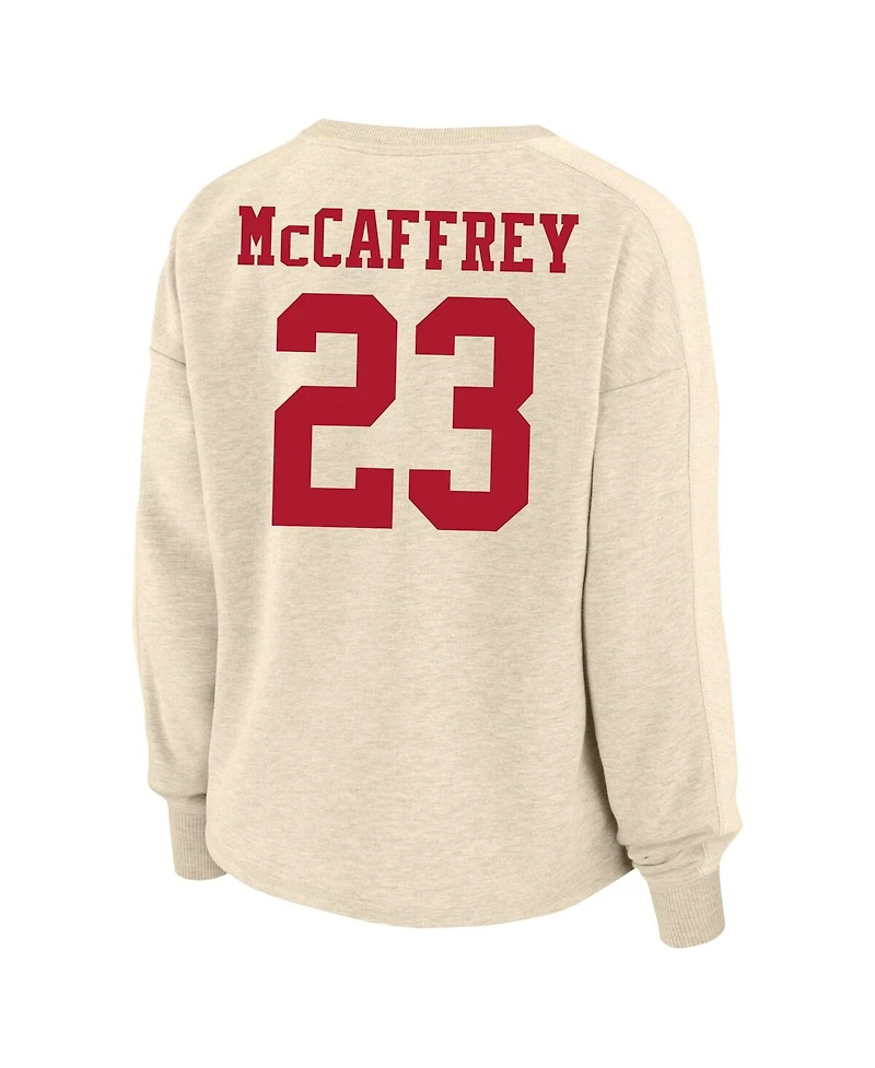 Fanatics Women's Christian McCaffrey Oatmeal San Francisco 49ers Plus Size Name Number Crew Pullover Sweatshirt