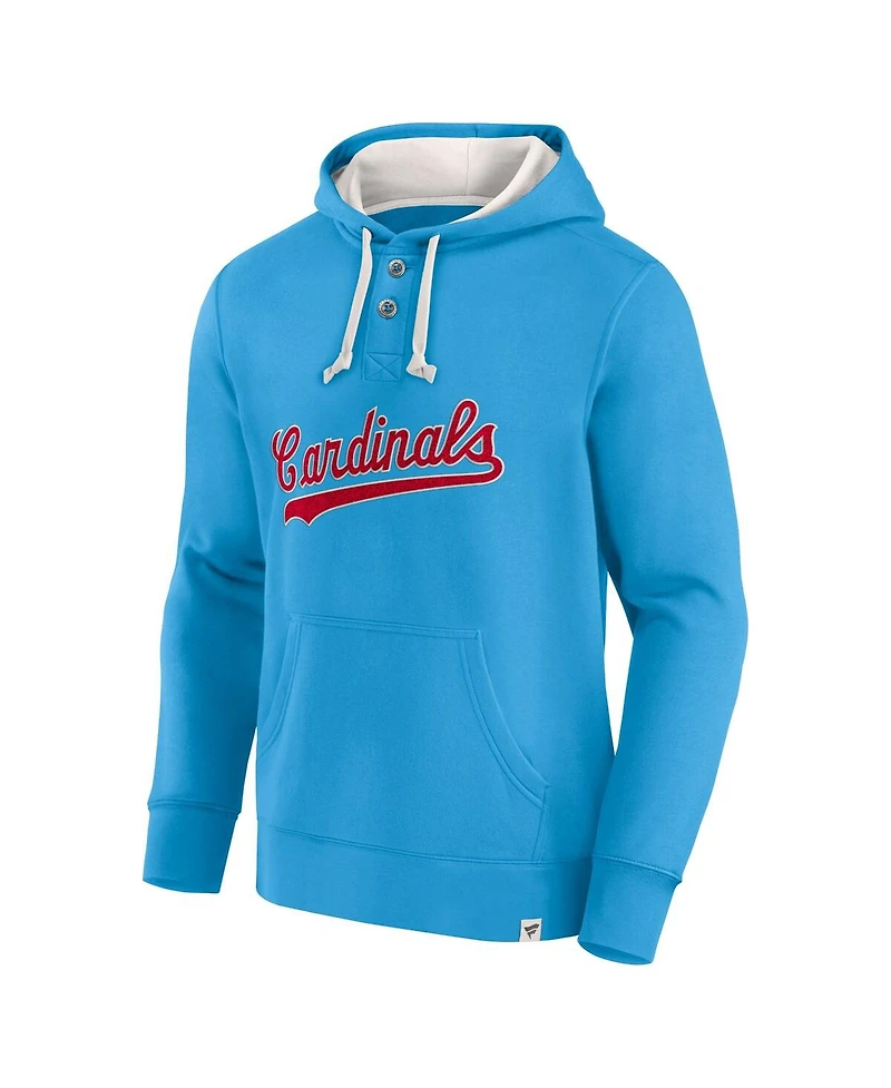 Fanatics Men's Light Blue St. Louis Cardinals Plan for Adversity Henley Fleece Pullover Hoodie