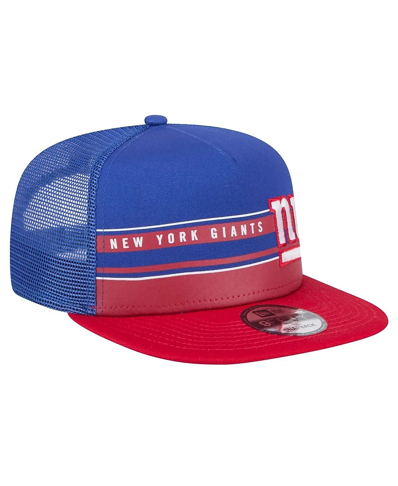New Era Men's Royal/Red New York Giants Half Stripe Trucker 9FIFTY Snapback Hat