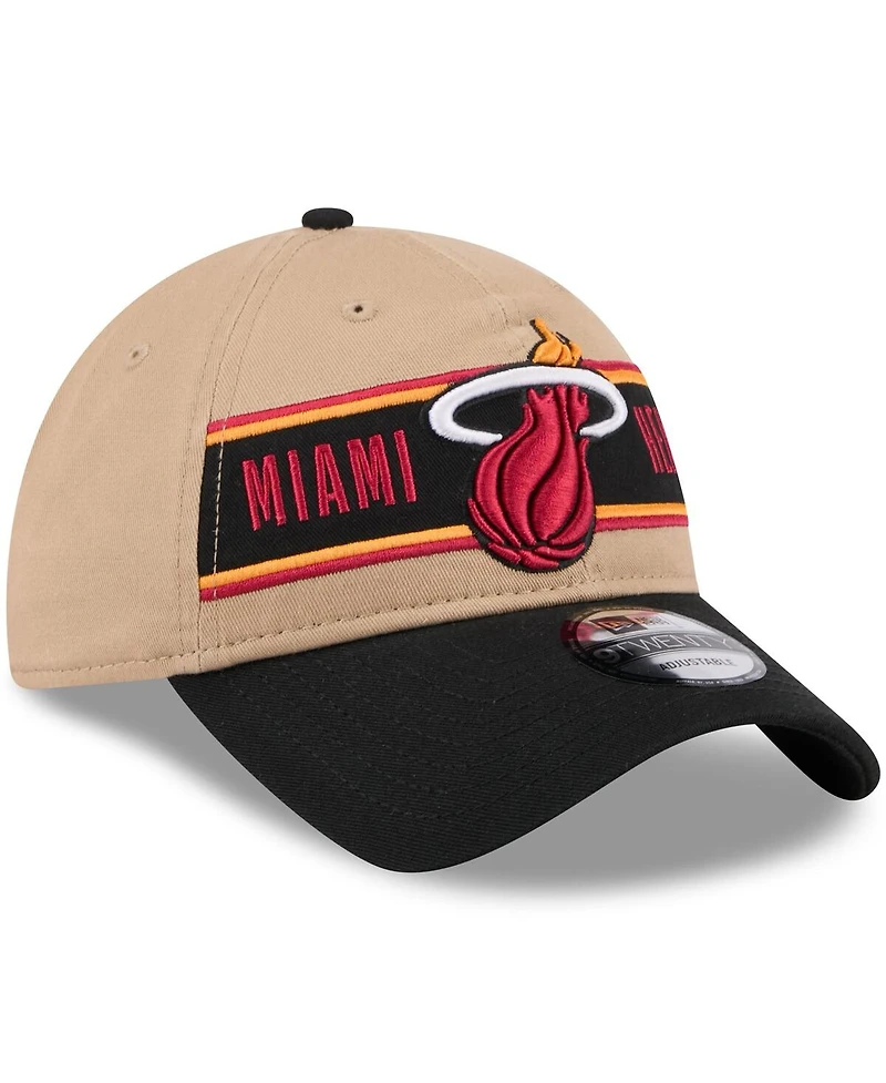 New Era Men's Tan/Black Miami Heat 2024 Nba Draft 9TWENTY Adjustable Hat