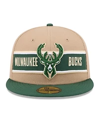 New Era Men's Tan/Hunter Green Milwaukee Bucks 2024 Nba Draft 59FIFTY Hat