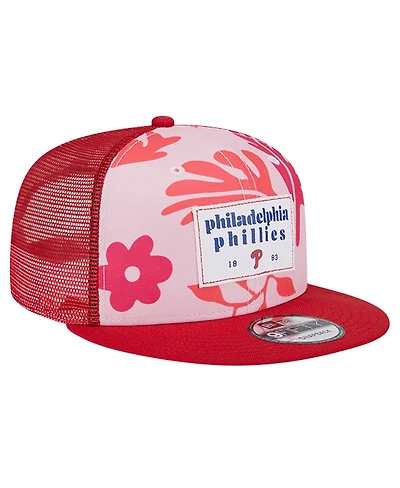 New Era Men's Red Philadelphia Phillies Bikini Bottom Trucker 9FIFTY Snapback Hat