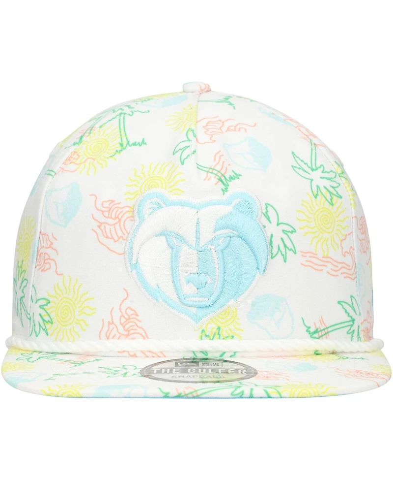 New Era Men's White Memphis Grizzlies Palm Trees and Waves Golfer Adjustable Hat