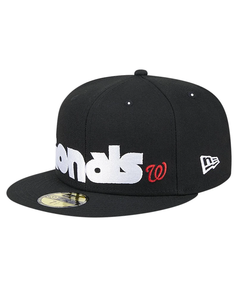 New Era Men's Black Washington Nationals Checkered Undervisor 59FIFTY Fitted Hat