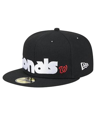 New Era Men's Black Washington Nationals Checkered Undervisor 59FIFTY Fitted Hat