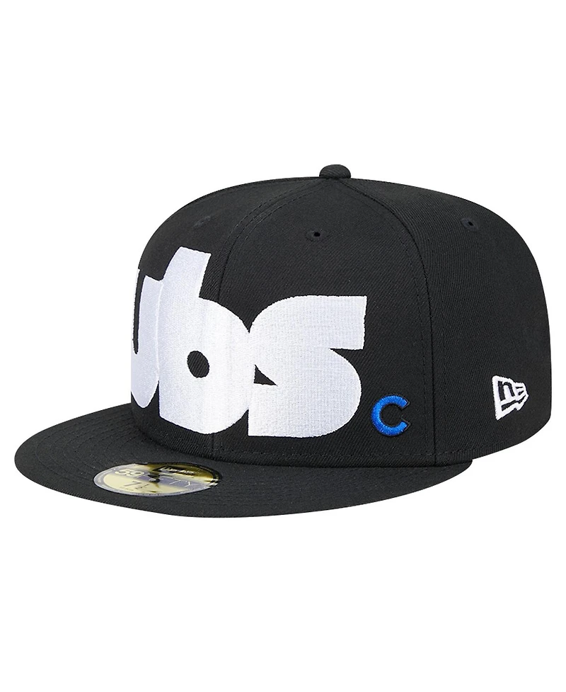 New Era Men's Black Chicago Cubs Checkered Undervisor 59FIFTY Fitted Hat