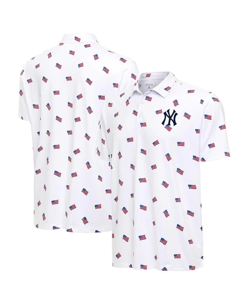 Antigua Men's White New York Yankees Americana Polo