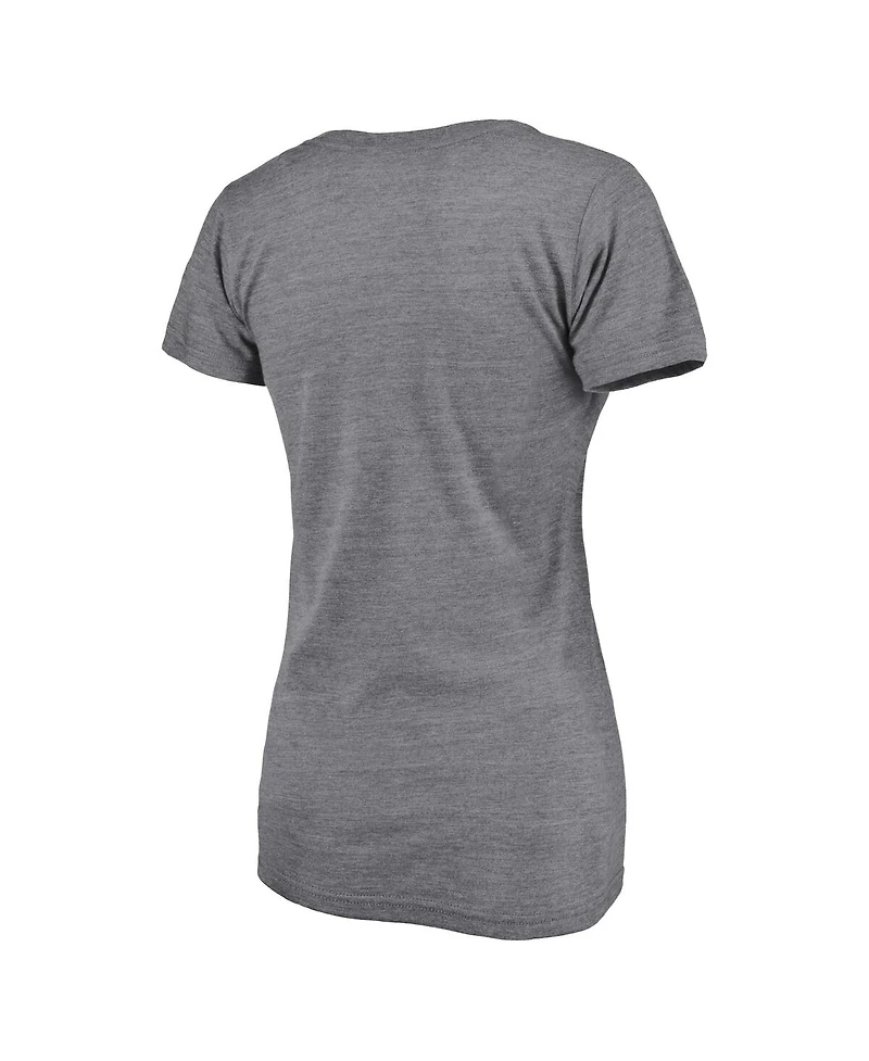 Fanatics Women's Heather Gray UConn Huskies 2024 Ncaa Men's Basketball National Champions Specific V-Neck T-Shirt