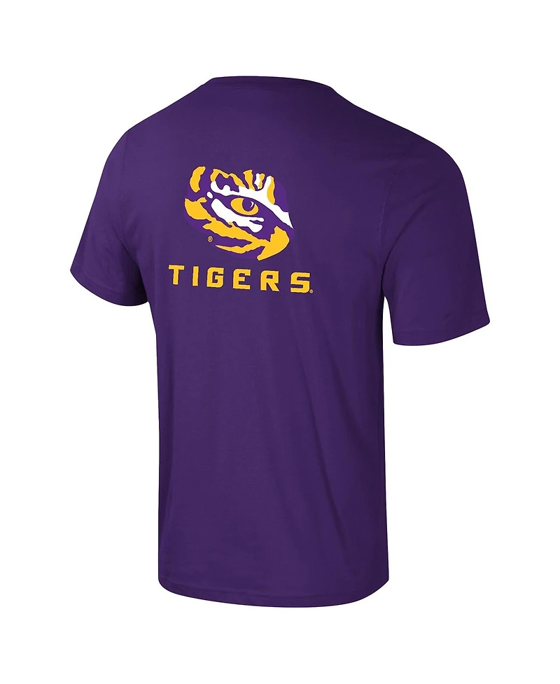 Colosseum Men's Purple Lsu Tigers Logo Lockup 2-Hit Active Blend T-Shirt