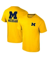 Colosseum Men's Maize Michigan Wolverines Logo Lockup 2-Hit Active Blend T-Shirt