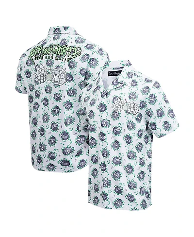 Freeze Max Men's White Rick and Morty 90's Rave Rickvival Showing Brain Button-Up Shirt