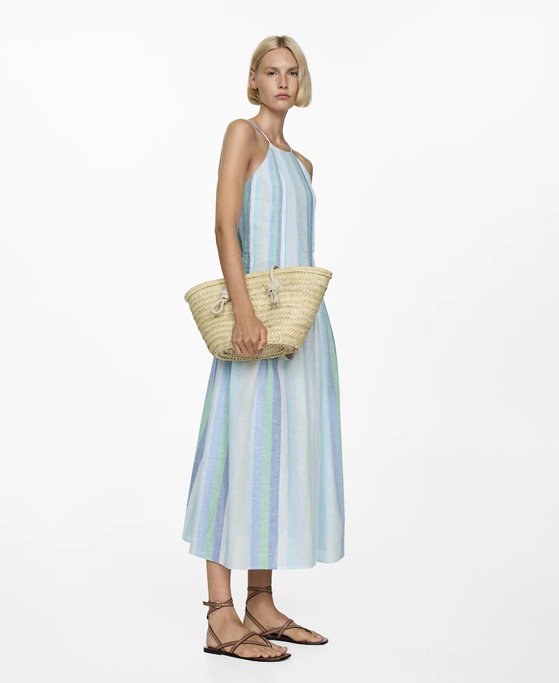 Mango Women's Striped Linen Dress