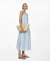 Mango Women's Striped Linen Dress