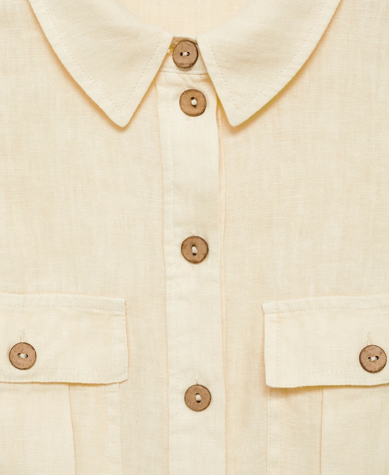 Mango Women's Linen Shirty Dress