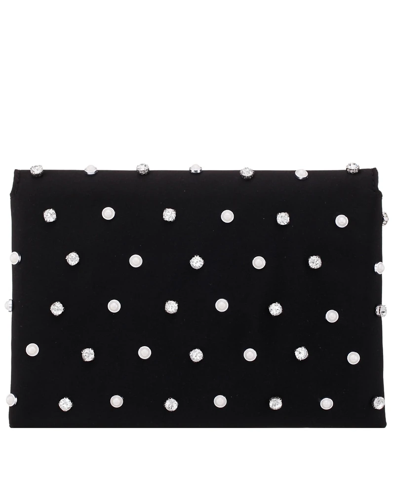 Nina Imitation Pearl/Crystal Adorned Square Envelope Clutch