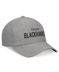 Fanatics Men's Heather Gray Chicago Blackhawks Elements A-Frame Leather Strapback Hat