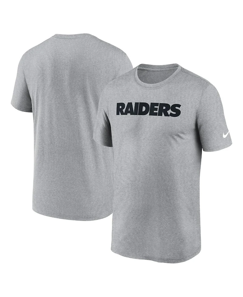 Nike Men's Heather Gray Las Vegas Raiders Primetime Legend Wordmark Performance T-Shirt