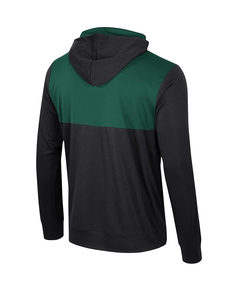 Colosseum Men's Black Michigan State Spartans Warm Up Long Sleeve Hoodie T-Shirt