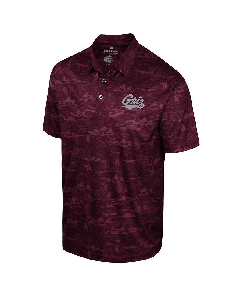 Colosseum Men's Maroon Montana Grizzlies Daly Print Polo