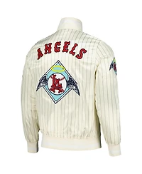 Pro Standard Men's Cream Los Angeles Angels Cooperstown Collection Pinstripe Retro Classic Satin Full-Snap Jacket