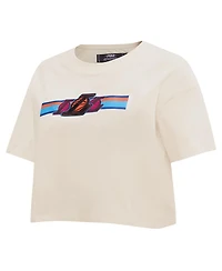 Pro Standard Women's Cream Los Angeles Lakers Retro Striper Sj Cropped Boxy T-Shirt