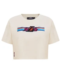 Pro Standard Women's Cream Los Angeles Lakers Retro Striper Sj Cropped Boxy T-Shirt