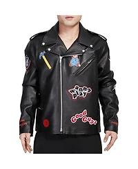 Freeze Max Men's Black Chucky Wanna Play Biker Full-Zip Jacket