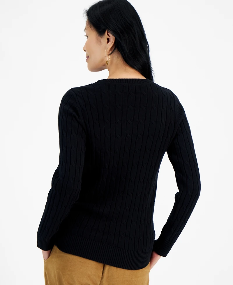 Style & Co Women's Cotton Cable-Knit Crewneck Sweater, Created for Macy's